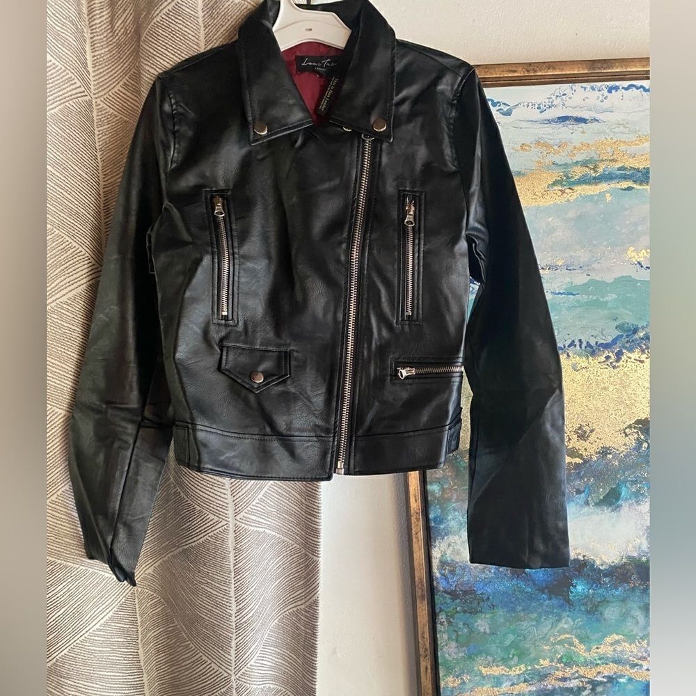 Love tree black women's biker jacket